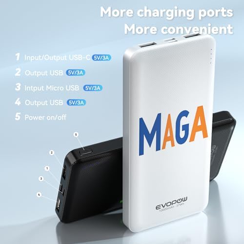 Ultra-Slim 10,000 m Ah Dual-Pack Portable Charger – 15 W Fast Charging Power Bank with USB-C Compatibility for i Phone, Samsung, Pixel & More – Effortless Mobility & Reliable Power Solutions