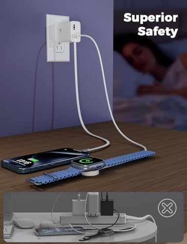 Power Up Anywhere: 30 W Retractable Wall Charger with USB-C Cable – 3-in-1 Travel Essential for i Phone 15/16, i Pad, LG & Samsung Devices – Fast Charging Dual USB Ports for Ultimate Efficiency and Portability