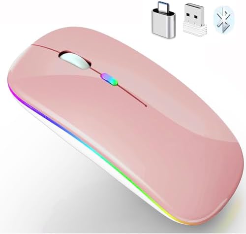 Sleek Bluetooth Wireless Mouse for Mac, Windows & i Pad – Ergonomic Design, High-Precision Navigation, Rechargeable & Dual-Mode Compatibility (Gray & Black) – Elevate Your Productivity with Clutter-Free Connectivity