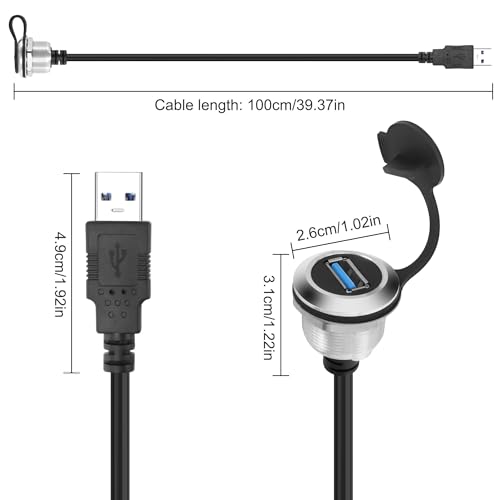 XMSJSIY USB 3.0 Flush Mount Extension Cable – 5 Gbps High-Speed USB Type-A Male to Female Connector for Seamless Data Transfer and Charging – Durable 1 M (3.2 FT) Design for Professional Installations and DIY Projects – Enhanced Compatibility for Workstations and Entertainment Systems
