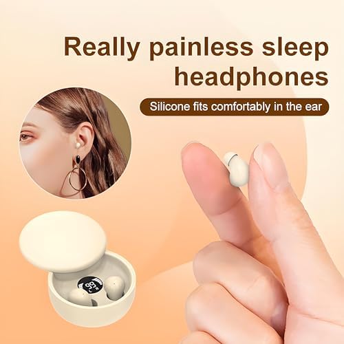 Beige Ergonomic Mini Bluetooth Earbuds – Premium Sound Quality, Hassle-Free Auto Pairing, and IPX5 Waterproof for Active Lifestyles with Ultimate Comfort and Portability