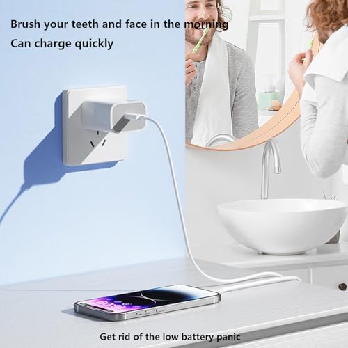 Ultra-Fast 20 W PD i Phone Charger Pack – MFi Certified USB-C Wall Charger Set with Four 6 FT Lightning Cables for i Phone 14, 13, 12, 11 Pro Max, XR, XS, X, i Pad & Air Pods Pro – Compact, Durable, and Versatile Charging Solution for Home and Travel