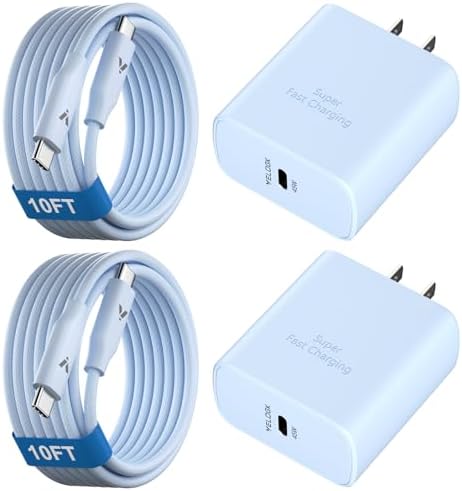 45 W Ultra-Fast USB-C Charger & 12 FT Cable for Samsung Galaxy Devices – Premium Charging Block for S25, S24, S23, and Tab S9/S8 Ultra – Enhanced Speed, Safety, and Portability for Ultimate Device Efficiency