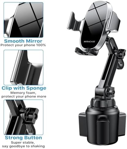 Miracase Adjustable Long Neck Car Cup Phone Holder – Upgraded Universal Smartphone Mount for i Phone, Samsung, and Google – Stylish Pink Design for Enhanced Stability and Easy Access to Navigation and Music – Perfect Vehicle Accessory for Safe Hands-Free Driving