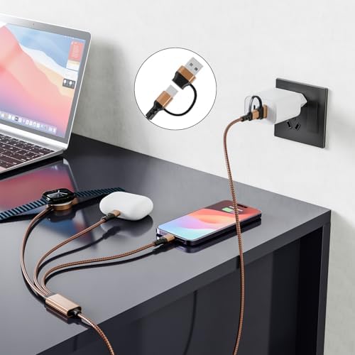Ultimate 3-in-2 Fast Charging Cable for Apple Watch & i Phone – Versatile USB-C & Lightning Charger with High-Speed Power Delivery for Galaxy S23 – Compact, Durable Design for Effortless Travel and Multi-Device Compatibility