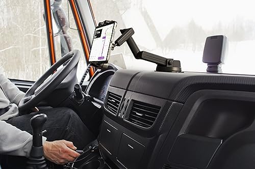 Heavy-Duty Tablet Holder for Trucks – Super Suction Cup Mount with 16.7-Inch Adjustable Arm for i Pad & Tablet Dashboard, Windshield, and Window Use – Secure Hands-Free Solution for Semi-Truck Drivers – Enhanced Stability and Compatibility for All Devices