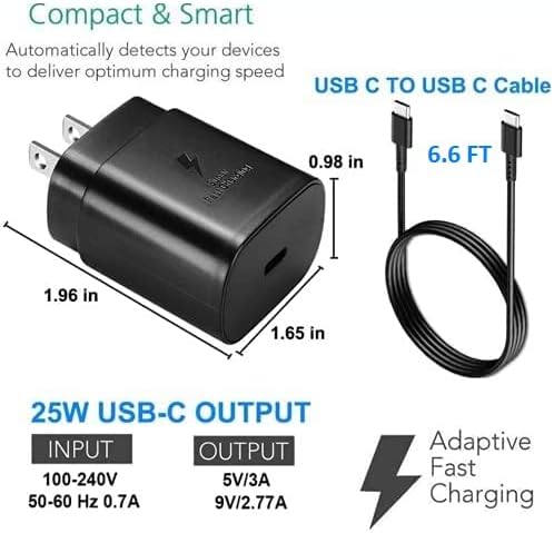 Rapid Charge 25 W Adaptive Wall Adapter with 4 FT Urban X USB-C PD Cable – Unmatched Speed and Versatility for Smartphones & Tablets – US Version with Warranty – Compact Design for Effortless Portability and Enhanced Compatibility