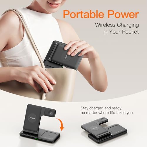 3-in-1 Wireless Charging Station for Apple Devices – 15 W Fast Charger Stand for i Phone 16/15/14/13/12/11, Apple Watch, and Air Pods – Convenient Portable Design with Enhanced Compatibility and Safety Features for Home and Travel – Perfect Gift for Tech Enthusiasts