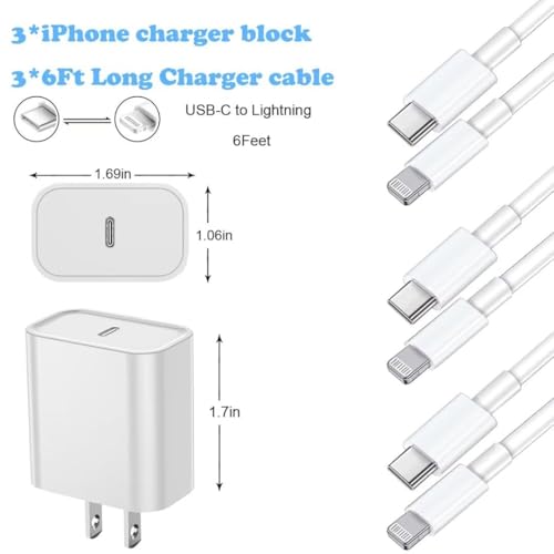 Enhanced Speed and Versatility: Dual-Pack Fast Charging i Phone Charger with 6 FT USB-C to Lightning Cable – Compatible with i Phone 14 Pro Max, 14 Plus, 13 Pro, 12 Mini, 11, XS, XR, X & i Pad – Efficient Power Delivery for Home and Travel