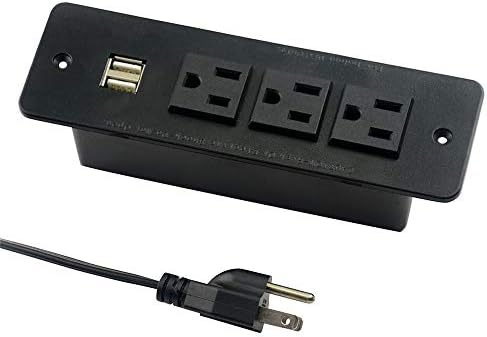 Enhance Your Charging Setup with the USB C Conference Recessed Power Strip – 20 W Fast Charging Solution with 3 AC Outlets & 2 USB Ports (PD 20 W & QC 18 W) – Space-Saving Mountable Design & 10 ft Extension Cord for Convenient Access in Furniture Integration – Perfect for Home Offices, Nightstands & More