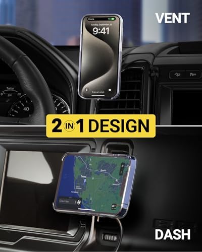 Scosche MPQ6 DV-SP Magnetic Phone Mount with 15 W Wireless Fast Charger – Hands-Free Dashboard & Vent Holder for i Phone 12/13/14/15/16 Series & Mag Safe Cases – Ultimate Safety and Accessibility for Drivers on the Go