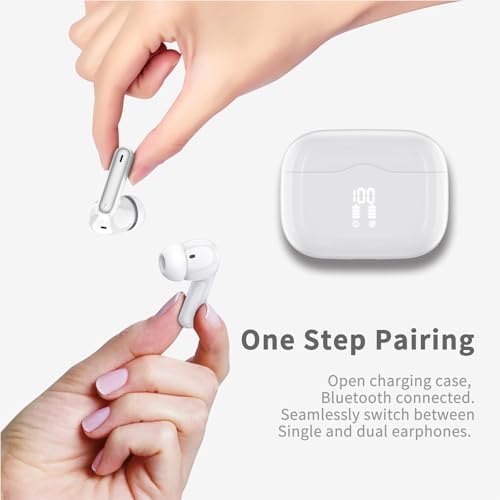 Premium Bluetooth 5.3 Wireless Earbuds with Deep Bass and 40-Hour Playtime – IP7 Waterproof In-Ear Headphones Featuring 4 HD Microphones for Crystal-Clear Calls and Ergonomic Comfort – Ideal for Android & i OS Users in Vibrant Green
