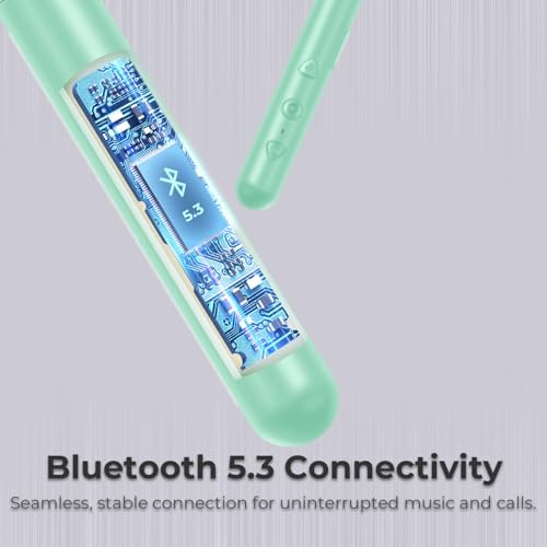 Lightweight Bluetooth Neckband Headphones – Stylish Wireless Earbuds with Noise Cancelling Mic, 10-Hour Battery Life, Sweatproof & Magnetic Design – Perfect for Active Women & Kids, Ideal for Running, Sports & Everyday Use – Includes Portable Case in Blue