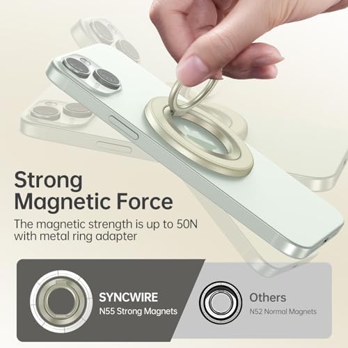 Syncwire Magnetic Phone Ring Holder – Titanium Alloy Kickstand for i Phone 12-16 Pro Max & Compatible Android Devices – Ergonomic Design, Enhanced Mag Safe Stability, Lightweight Grip for Ultimate Hands-Free Convenience