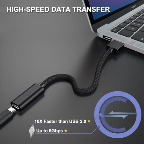 Transform Your Connectivity: Basesailor 3.3 FT USB 3.0 to USB-C Adapter Duo for Lightning-Fast Data Transfer and Universal Charging – Compatible with i Phone 16, i Pad Mini 7, Samsung Galaxy S24/S25, Z Fold/Flip – Exceptional 5 Gbps Speed, Durable Design for Everyday Use