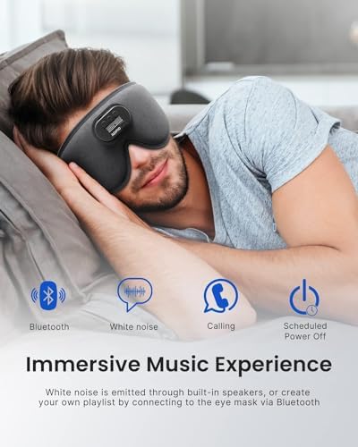 RENPHO Bluetooth Sleep Mask with HD Headphones – Luxurious 3 D Blackout Eye Mask for Side Sleepers, Ultimate Relaxation Gift for Women Seeking Comfort and Sound Serenity