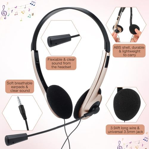 Yunsailing 30-Pack Classroom Headphones with Microphone – Lightweight, Adjustable On-Ear Earphones for Enhanced Student Engagement | Perfect for School, Remote Learning & Group Activities | Durable 3.5 mm Jack for Clear Audio Communication