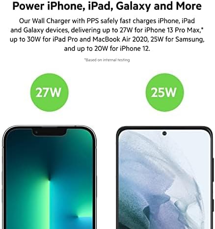 Belkin 30 W USB-C Fast Charger Block – Universal Compatibility for i Phone 16 Series, Galaxy S25, i Pad & More – Compact Design with Overcharge Protection for Travel Efficiency and Reliable Performance