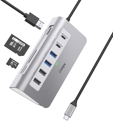Maximize Your Productivity with the Versatile 10-in-1 USB C Hub Ethernet – High-Speed Docking Station Offering 4 K@60 Hz HDMI, Gigabit LAN, and 100 W PD Charging for Laptops, PCs, and i Phones 15/16 – Unleash Seamless Connectivity for Mobile Professionals