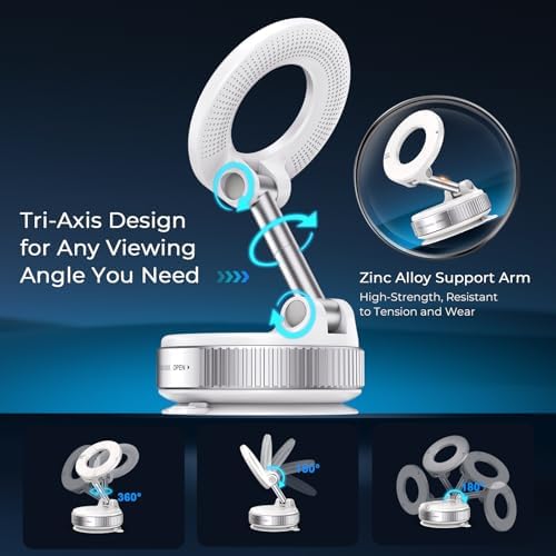 Revolutionary Vacuum Magnetic Phone Holder for Mag Safe & Universal Smartphones – Ultimate Multi-Surface Solution for Cars, Gyms, and Home Use – Reliable Suction Mount for Hands-Free Navigation and Streaming