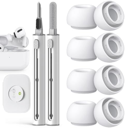 Advanced Comfort Silicone Ear Tips for Air Pods Pro (1 st & 2 nd Gen) – 8-Pair Set with Noise Reduction Technology, Built-in Dust Protection, and USB-C Charging Case – Includes Essential Cleaning Kit for Optimal Performance – Available in Four Sizes for Customizable Fit and Superior Sound Quality