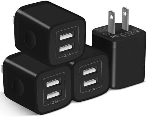 Fast Charging Dual Port USB Wall Charger 4-Pack – 2.1 A Power Adapter for i Phone 14, Samsung, Android Devices – Compact & Reliable Charging Block for Home and Travel – Enhanced Compatibility for Busy Lifestyles