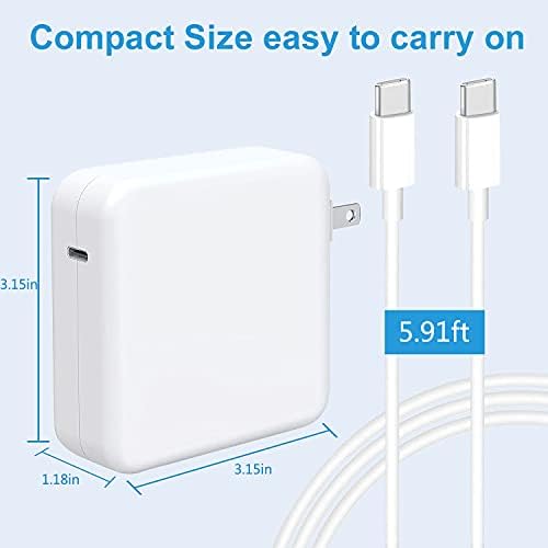 Ultra-Fast 96 W USB-C Charger for Mac Book Pro & Air – Powerful Power Adapter with Enhanced Compatibility & Speed for All USB-C Devices – Compact Design with 5.91 ft Cable & Intelligent Safety Features – Ideal for Home, Office, & On-the-Go Charging Solutions