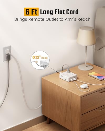 15 Ft Surge Protector Power Strip with 8 Outlets & 4 USB Ports – Wall Mountable Flat Plug Charging Station for Home, Office, and Dorm Room – High-Speed USB-C Compatible Extension Cord for Ultimate Device Connectivity and Safety