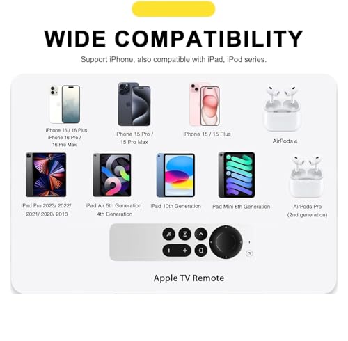 High-Performance 20 W USB-C to Lightning Charger Cable for Air Pods Pro & Max – Fast, Durable 5 FT Charging Solution for All Generations – Convenient Power for Home & Travel Use