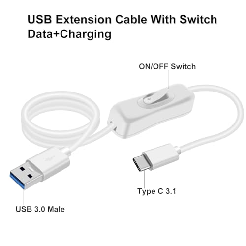 Premium USB C to USB Cable with On/Off Switch – High-Speed 5 Gbps Data Transfer & Power Supply for Laptops, PCs, Phones, and Cars (1.5 m / 4.9 FT) – Versatile Connectivity Solution for Enhanced Efficiency and Convenience