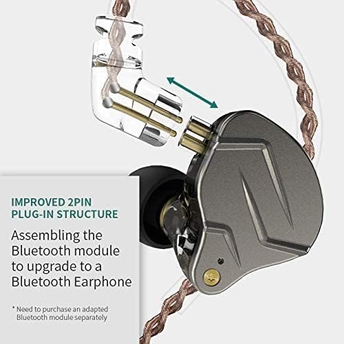 KZ ZSN Pro Hybrid In-Ear Earbud Headphones – High-Fidelity Audio with Dynamic Driver & Balanced Armature, Stylish Metal Faceplate, Detachable Cable for Custom Connectivity – Perfect for i Phone & Android Use, Ideal for Fitness & Everyday Listening (Blue, No Mic)