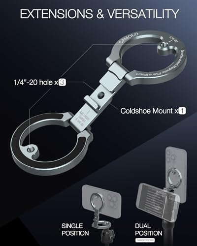 Mag Safe-Compatible Dual Magnetic Phone Holder for i Phone 12-16 Series – Portable Gym Stand with 1/4″ Tripod Mount in Sleek Silver – Ultimate Stability and Accessibility for Active Lifestyles