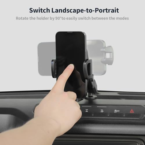 Linskip Dashboard Universal Phone Mount for 2021-2025 Ford Bronco Raptor & Bronco – Effortless Vertical & Horizontal Rotation, One-Hand Operation, Premium Smartphone Holder for Enhanced Driving Safety & Convenience, Ideal for 2/4 Door Models, Elevate Your Interior Experience with Stylish Functionality