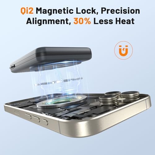 Ultimate Magnetic Portable Charger 10,000 m Ah – Qi2 Certified 15 W Fast Wireless Power Bank with Foldable Stand, PD20 W USB-C Cable for i Phone 16/15/14/13/12 Series – Effortless Charging on the Go