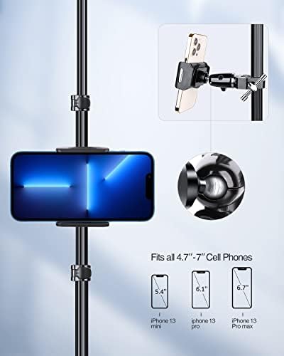 elitehood 360 Swivel Tilt Phone Holder and Mount, Adjustable for Music Boom Mic and All iPhone, Android Cell Phone – Enhanced Compatibility and Speed