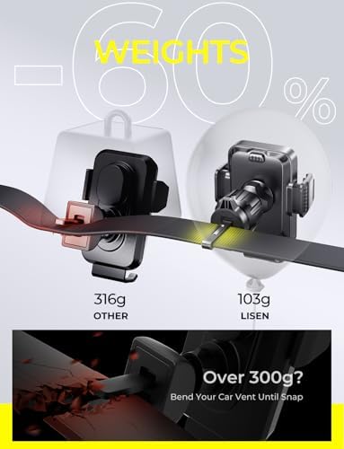 LISEN 15 W Wireless Car Charger & Air Vent Phone Holder – Ultimate Fast Charging Solution for i Phone 16/15/14/13 Pro Max & Samsung Smartphones – Revolutionary No Shake Design for Maximum Stability – Effortless Installation with Modern Aesthetic – Advanced Shock Absorption Technology for Secure On-the-Go Charging – Ideal for Busy Drivers Seeking Convenience & Safety