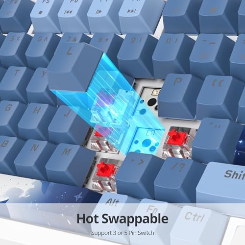 Transform Your Gaming Setup with the 75% Monster B Wired Mechanical Keyboard – 82 Keys, Gasket Mount Design, Hot-Swappable White Switches, RGB Lighting, Programmable Features for Mac/Windows – Unmatched Speed and Comfort for Gamers and Professionals