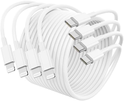 Premium 4 Pack USB C to Lightning Charging Cables – 6 FT Fast Charging Cord for i Phone 14 & Earlier Models – Durable, High-Performance Replacement for Apple Charger – Enhanced Compatibility for Quick Charge Needs – Perfect for Home, Office, and Travel Use