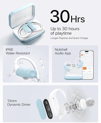 Maximize Your Fitness Journey with NS18 Wireless Earbuds – 12-Hour Playtime, Sweatproof Design, Tailored Sound via Custom App, and Robust 13 mm Bass Drivers for Deep Audio Experience, Featuring Bluetooth 5.3 for Seamless Connectivity (Black) – Ideal for Active Lifestyles and Audiophile Enthusiasts