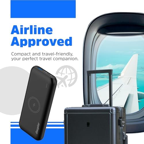 Energizer 10,000 m Ah Wireless Power Bank – 15 W Fast Charging & 20 W USB-C Power Delivery for i Phone 15/16 Pro Max & Android Devices – Sleek, Portable Design for Effortless Power on the Go – Dual Charging Options for Maximum Convenience