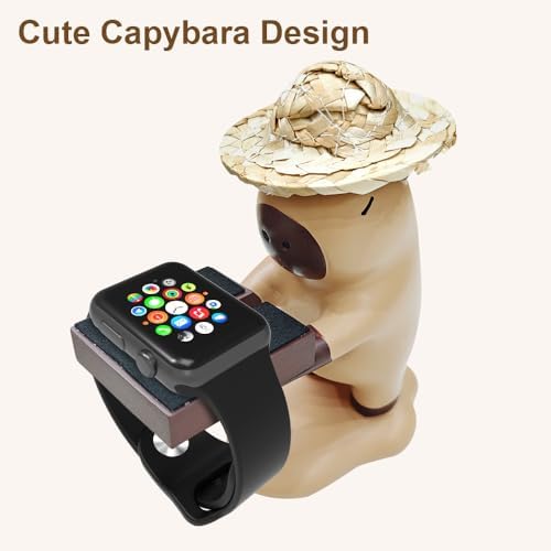 Charming Capybara Apple Watch Charging Dock – Stylish Nightstand Station Compatible with All Models Including Ultra2/10/9/8/SE2/6/5/4/3/2/1 – Enhance Charging Speed and Time Access with a Unique Decor Element