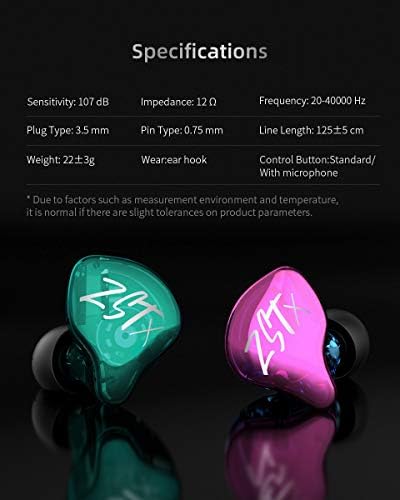 Kinboofi KZ ZSTX High-Fidelity In-Ear Monitor Headphones with Hybrid Driver Technology – Premium 1 BA 1 DD Wired Earbuds in Stunning Purple, Detachable Cable for Enhanced Versatility and Comfort, Ideal for Audiophiles and Gamers Seeking Superior Sound Quality