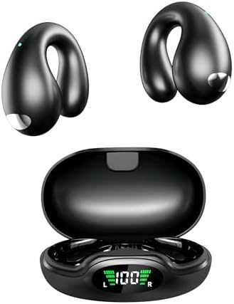 Lightweight Waterproof Bone Conduction Bluetooth Earbuds – Open-Ear Sports Headphones with Smart Digital Display for Optimal Performance and Comfort – Ideal for Running, Cycling, and Active Lifestyles (Black)