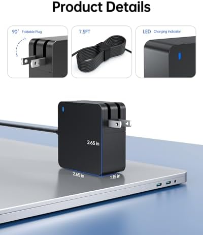 Superior Nicpower 65 W Charger for Asus Laptops – UL Certified Safety, Enhanced Compatibility with Vivobook and Zenbook Models, Fast Charging with Round Connector, Perfect for 45 W and 33 W Devices – Risk-Free Replacement and 1-Year Warranty