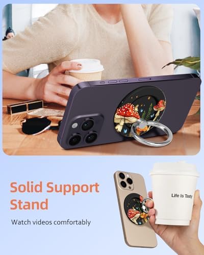 Tycamp Vintage Floral Magnetic Phone Grip – Chic Mag Safe-Compatible Ring Holder for i Phone 16/15/14/13/12 Series – Adorable & Practical Phone Stand for Women and Girls – Superior Grip for Safe Handling & Effortless Selfie Capture