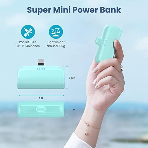 Ultra-Compact 5200 m Ah USB C Power Bank – Fast Charging Mini Portable Charger for i Phone 16/16 Plus/15/15 Plus/15 Pro Max, Galaxy S25/S24, i Pad, and Android Devices – Essential Power Solution for On-the-Go Charging