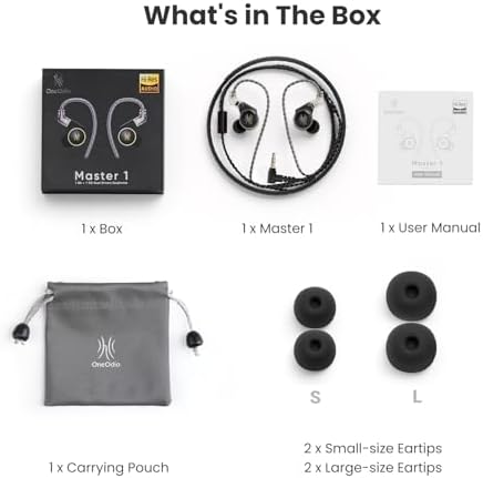 Elevate Your Audio Experience with One Odio Master 1 Hybrid Wired Earbuds – Precision Engineered In-Ear Monitors for Musicians, Gamers, and Streamers | Immerse Yourself in Professional-Grade Hi-Fi Sound with Dual-Driver Technology | Ergonomic Design for All-Day Comfort and Noise Isolation | Universal 3.5 mm Compatibility for Effortless Device Integration | Built to Endure Rigorous Daily Use, Perfect for Mixing, Gaming, and Live Streaming | Unmatched Sound Clarity and Dynamic Range Tailored for Every Audio Experience | One Odio Earphones – Your Gateway to Superior Sound Performance, Where Every Note Comes Alive