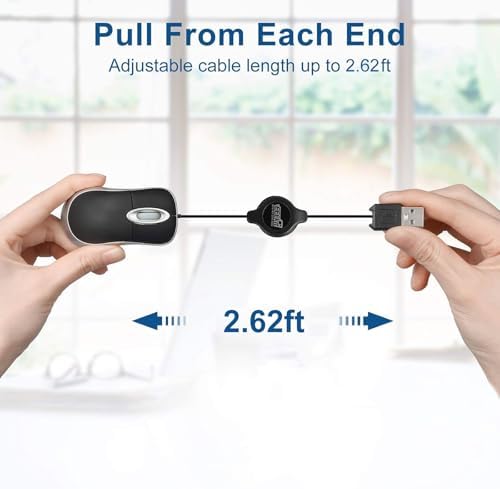 Compact Blue USB Optical Mouse Duo with Retractable Cable – Perfect Travel Accessory for Windows & Mac Users, High Precision & Ergonomic Comfort, Tangle-Free Design for On-the-Go Computing