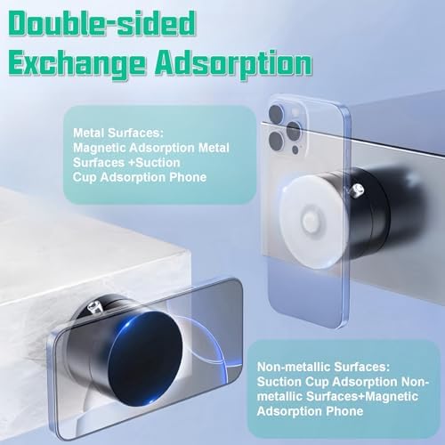 Vacuum Suction Magnetic Phone Holder, Rotatable Magnetic Suction Cup Phone Mount, for Car/Mirror/Smooth Surface, Foldable and Retractable, for All Phones – Enhanced Compatibility and Speed