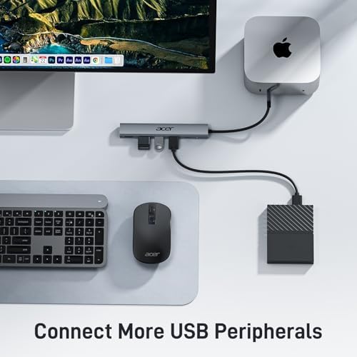 Acer 5-in-1 USB C Hub: Ultimate Multiport Adapter with 4 K HDMI Output, 100 W Power Delivery, and 3 USB-A Ports for Mac Book, i Pad Air, and i Phone 15/16 Pro – Unleash Seamless Connectivity and Fast Charging for All Your Devices!